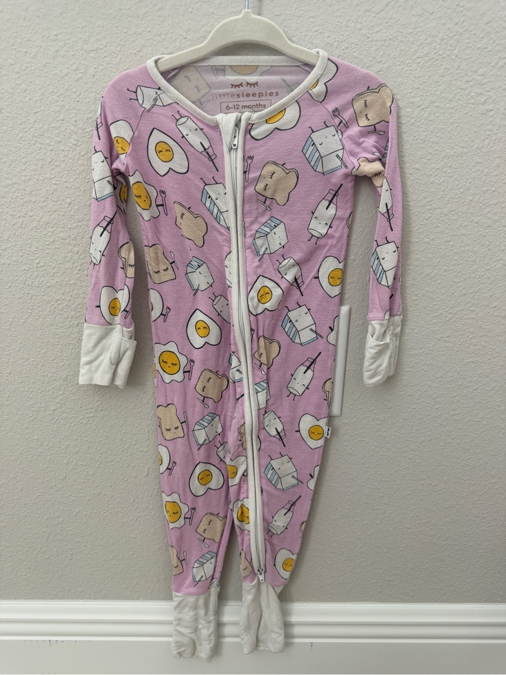 Little Sleepies Pink Breakfast Buddies Print Baby Zipper Pajamas 6-12
